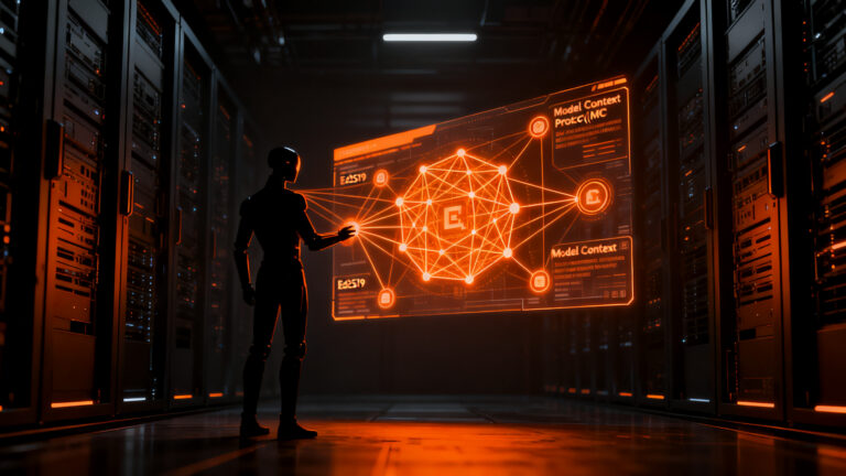 Representación visual de agentes IA con identidad criptográfica Ed25519 y protocolo MCP de GlyphDNA para entornos seguros.