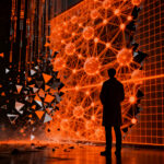 Investigador analizando redes neuronales de IA, representando la transparencia y gobernanza de agentes autónomos.