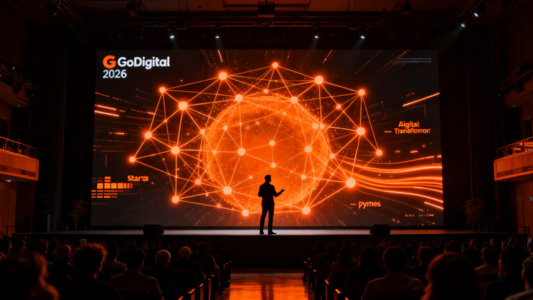 Asistentes y profesionales en el evento de tecnología y startups GoDigital 2026 en Valencia, impulsando la transformación digital.