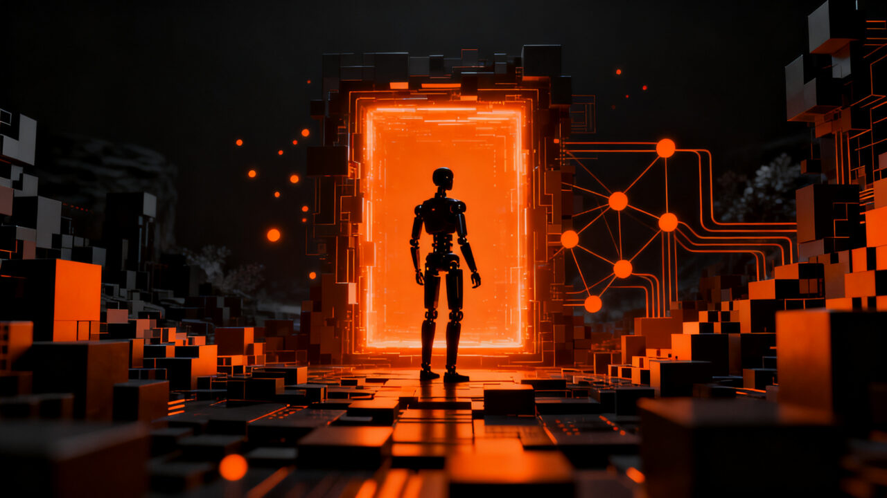 Agente de IA autónoma interactuando en un entorno de simulación digital de Minecraft, representando el futuro de la inteligencia artificial.