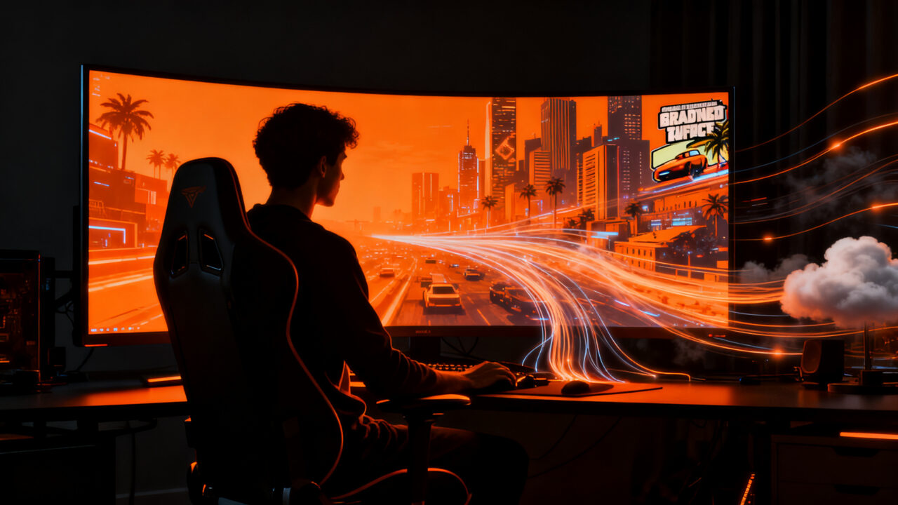 Jugador disfrutando de GTA 6 en PC a través de Xbox Cloud Gaming, representando el futuro del streaming de videojuegos.