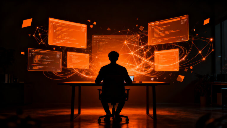 Desarrollador solopreneur utilizando herramientas de IA para crear software personal eficiente y de bajo coste.