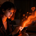 Interfaz de chat con IA para consejos de pareja, representando la startup Hot Girl Hotline y el futuro de las relaciones digitales.