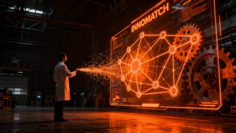 Plataforma INNOMATCH conectando investigadores y empresas en un ecosistema digital de innovación tecnológica.