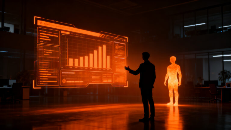Contraste entre inteligencia artificial y la conexión humana en la comunicación de marca y marketing digital.