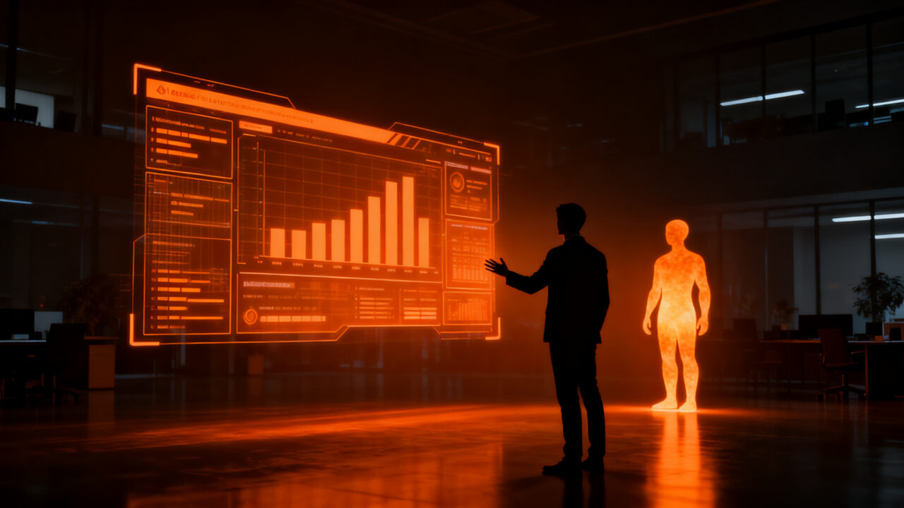 Contraste entre inteligencia artificial y la conexión humana en la comunicación de marca y marketing digital.