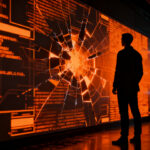 Agente de inteligencia artificial analizando infraestructura crítica bajo una luz tensa, representando los riesgos de ciberseguridad y el hackeo de recompensas.