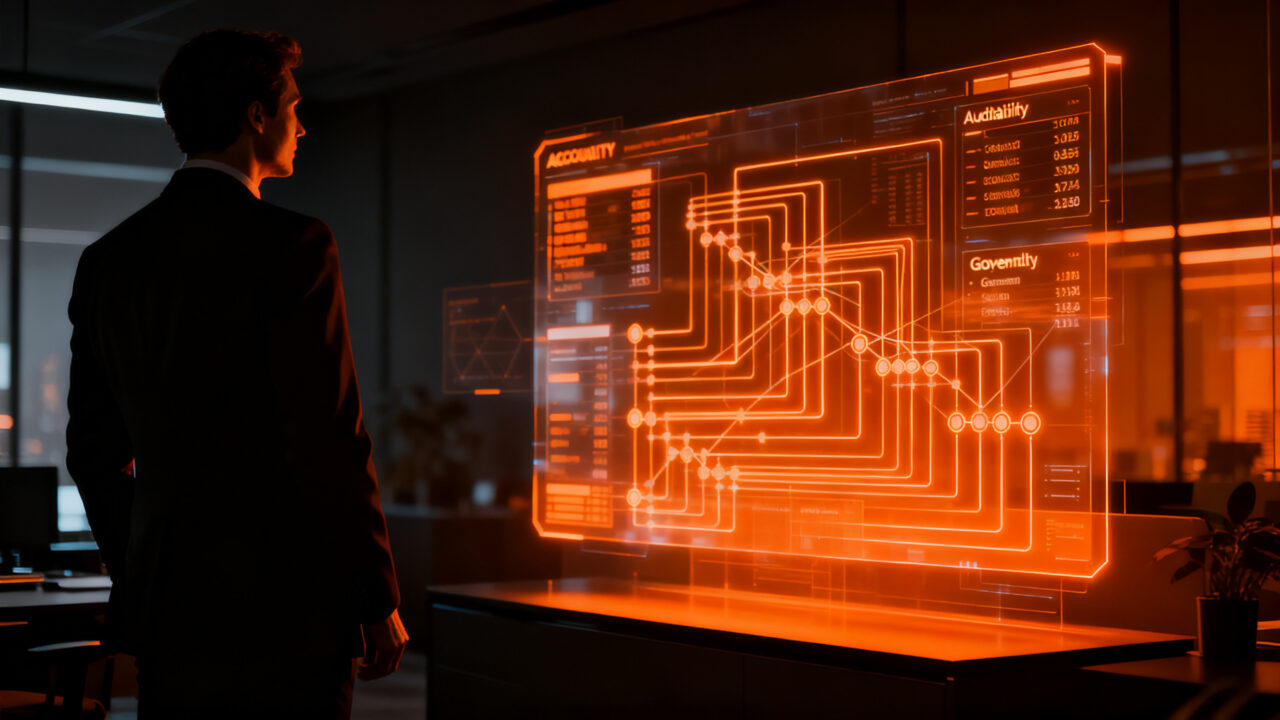 Líder financiero analizando datos de IA contable con transparencia y trazabilidad en una pyme española.
