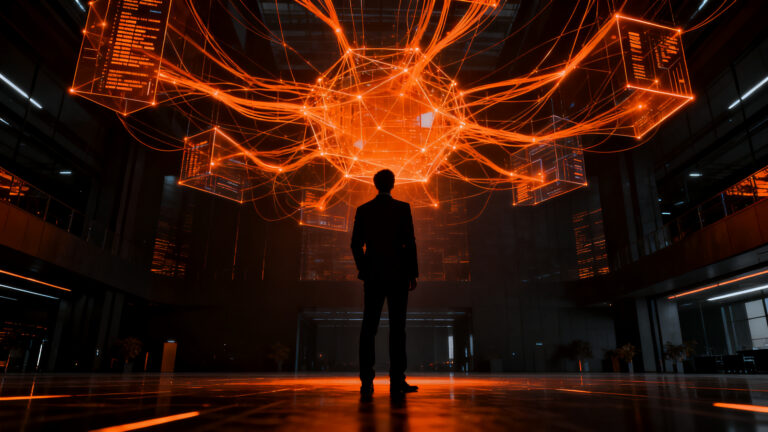 Representación visual de la adopción estratégica de inteligencia artificial en el entorno empresarial, destacando el éxito en la implementación de IA.