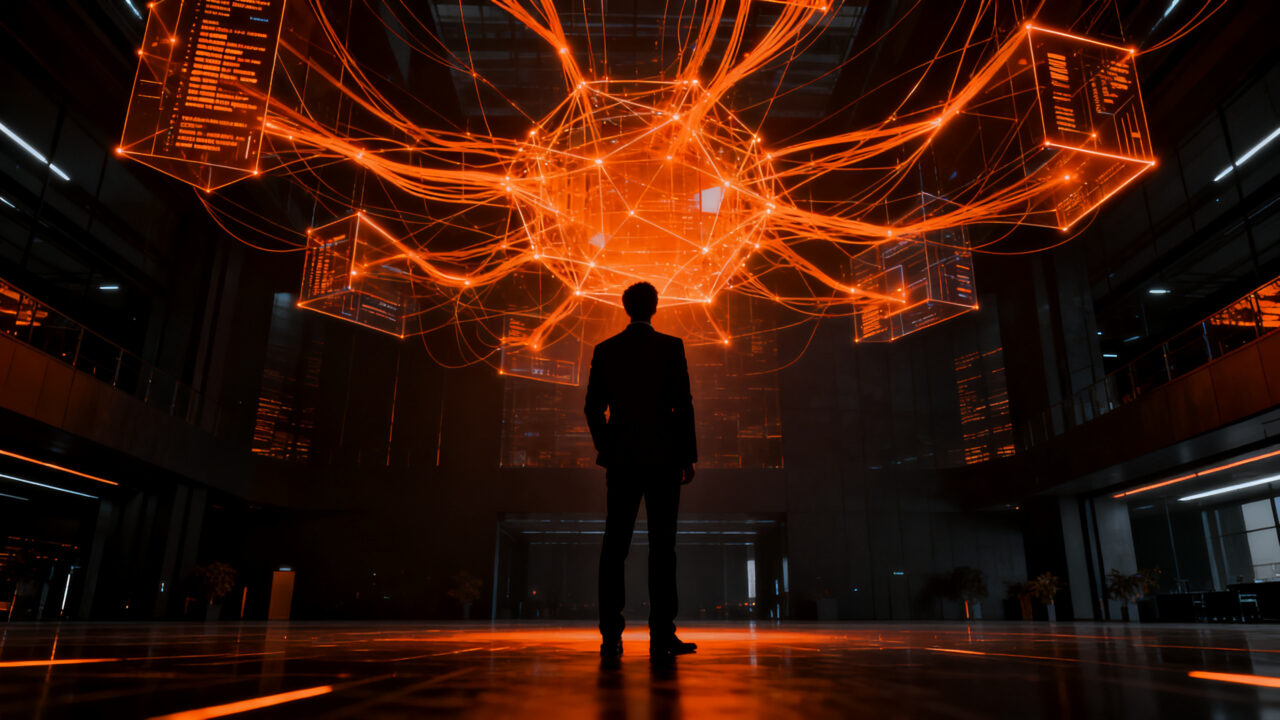 Representación visual de la adopción estratégica de inteligencia artificial en el entorno empresarial, destacando el éxito en la implementación de IA.