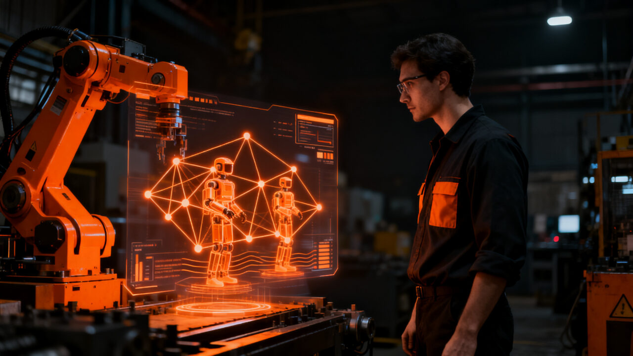 Agentes de IA industrial ejecutándose en el edge computing de una planta tecnológica.