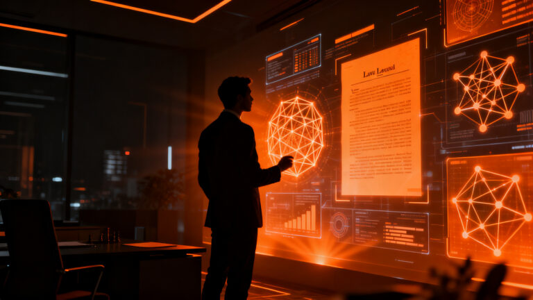 Estratega digital analizando seguridad de datos e inteligencia artificial para protección de propiedad intelectual y marcas ante el IMPI.