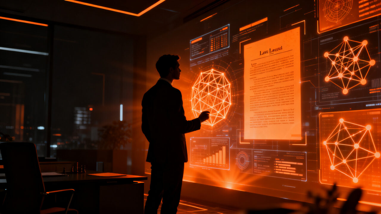 Estratega digital analizando seguridad de datos e inteligencia artificial para protección de propiedad intelectual y marcas ante el IMPI.
