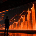 Algoritmos de inteligencia artificial ajustando precios dinámicos en una estrategia de mercado competitiva.