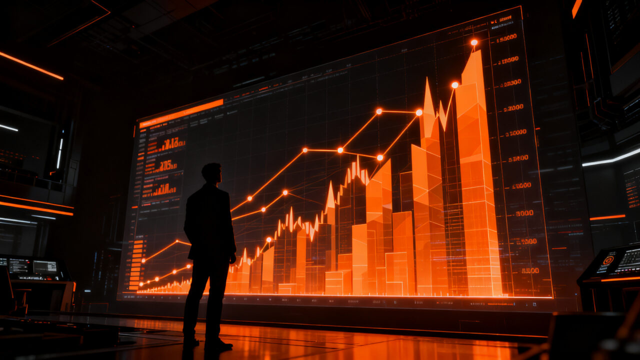 Algoritmos de inteligencia artificial ajustando precios dinámicos en una estrategia de mercado competitiva.