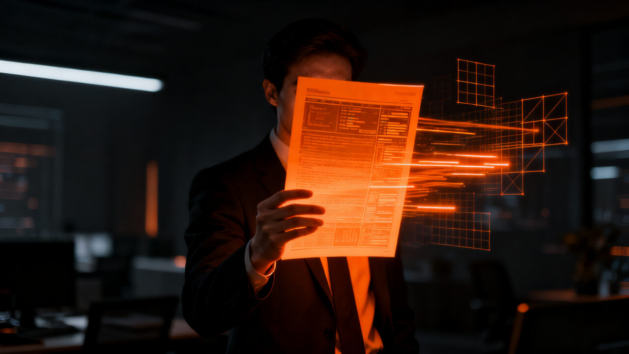 Profesional protegiendo información sensible en una interfaz digital, representando la seguridad de datos y la privacidad frente a la IA.