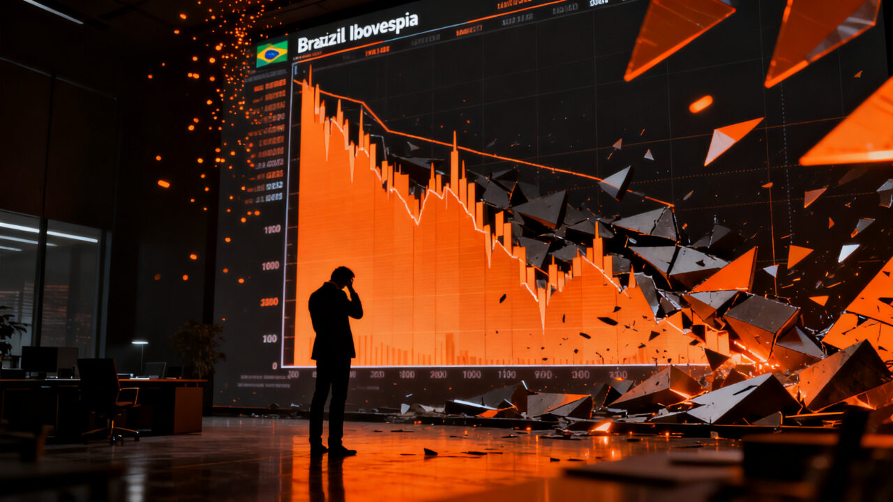 Impacto de la victoria de Lula en los mercados financieros de Brasil, visualizando la caída del Ibovespa y el aumento del riesgo fiscal.