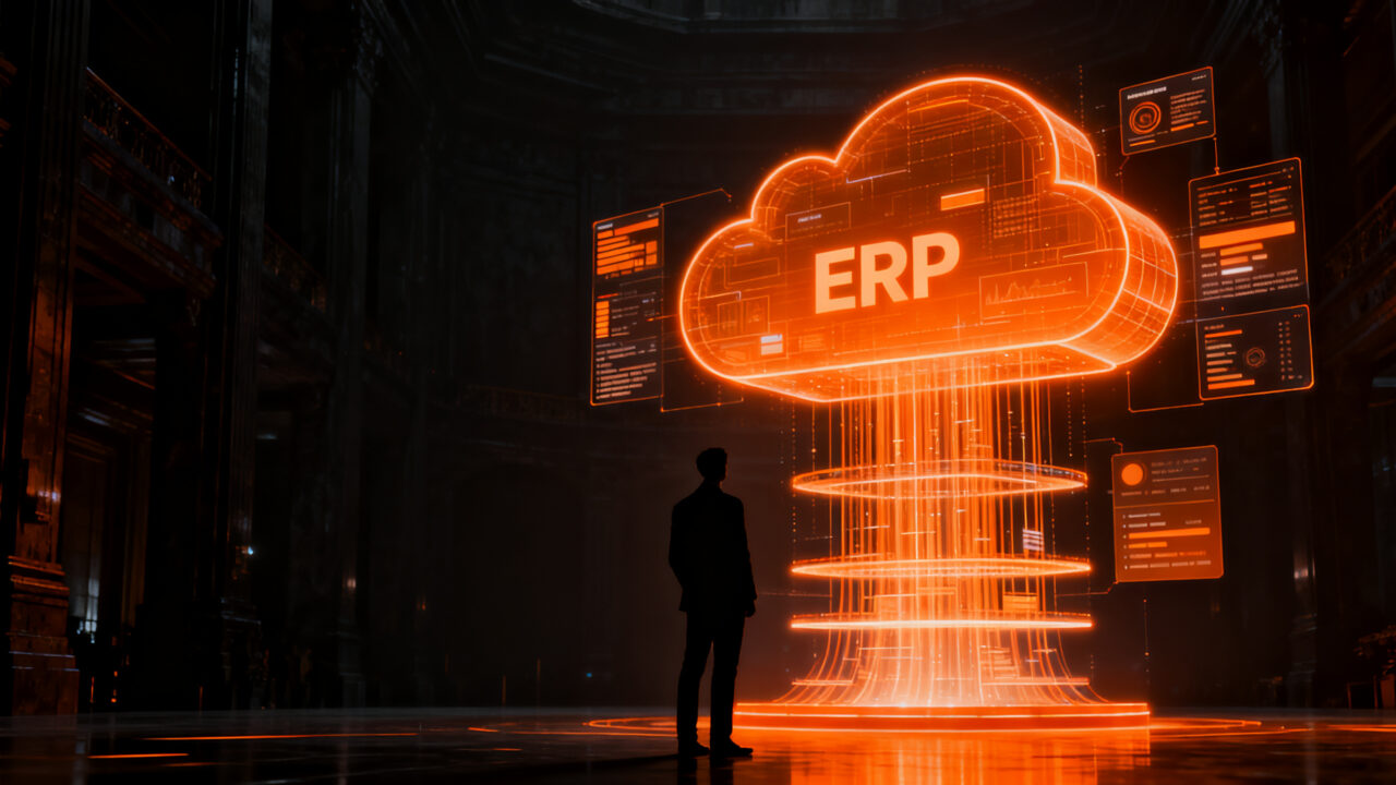 Estrategia de transformación digital y migración a la nube para sistemas ERP en empresas, concepto de modernización empresarial.