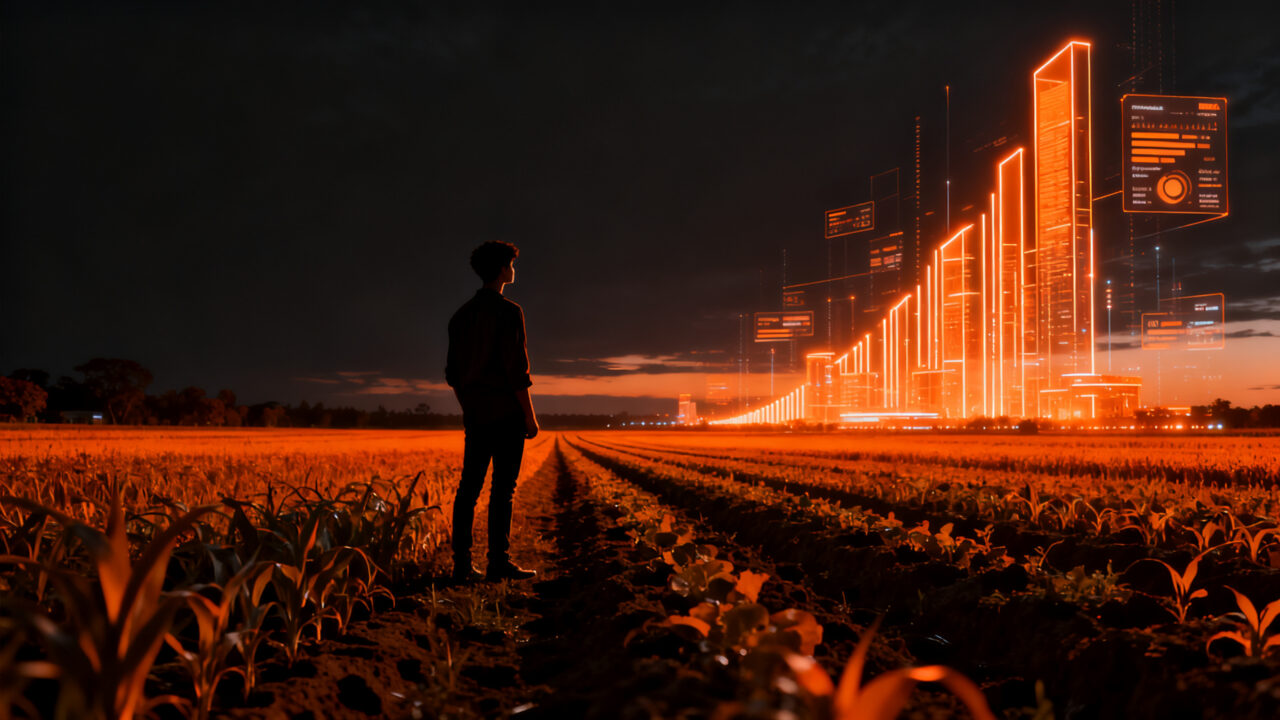 Emprendedor en un entorno rural digitalizado, representando la innovación y el relevo generacional en Startup OLÉ 2026.