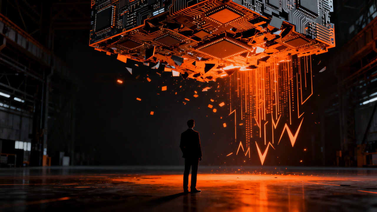 Caída histórica de Intel en bolsa y crisis en el mercado de semiconductores tras resultados financieros negativos.