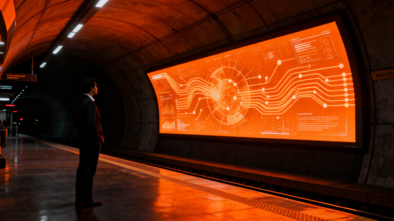 Publicidad exterior digital (DOOH) con inteligencia artificial en el Metro de CDMX, modernizando la red de pantallas de ISA.