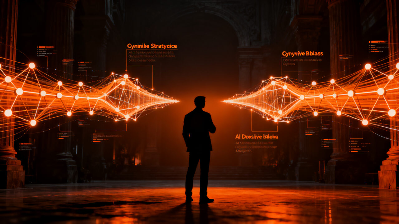 Fundador analizando decisiones estratégicas en un entorno de datos, representando la validación de ideas y la toma de decisiones en startups mediante IA.