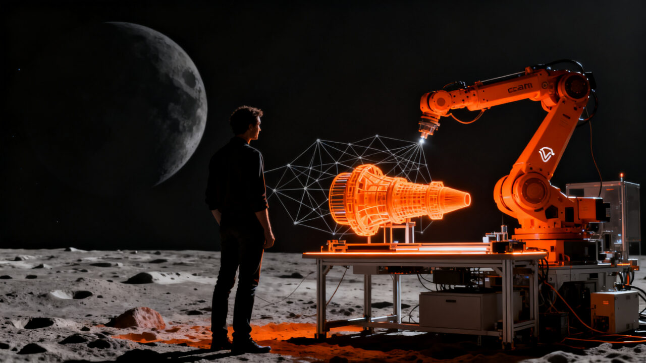Adrián Sager de Latent Engineering desarrollando IA para fabricación avanzada de piezas aeroespaciales en la Luna y Marte.