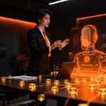 Agente de voz IA automatizando el reclutamiento de talento en una startup, concepto de automatización de RRHH.