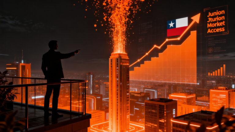 Representación visual de la nueva ley de capital de riesgo en Chile, mostrando el acceso a la bolsa junior para el crecimiento de startups.