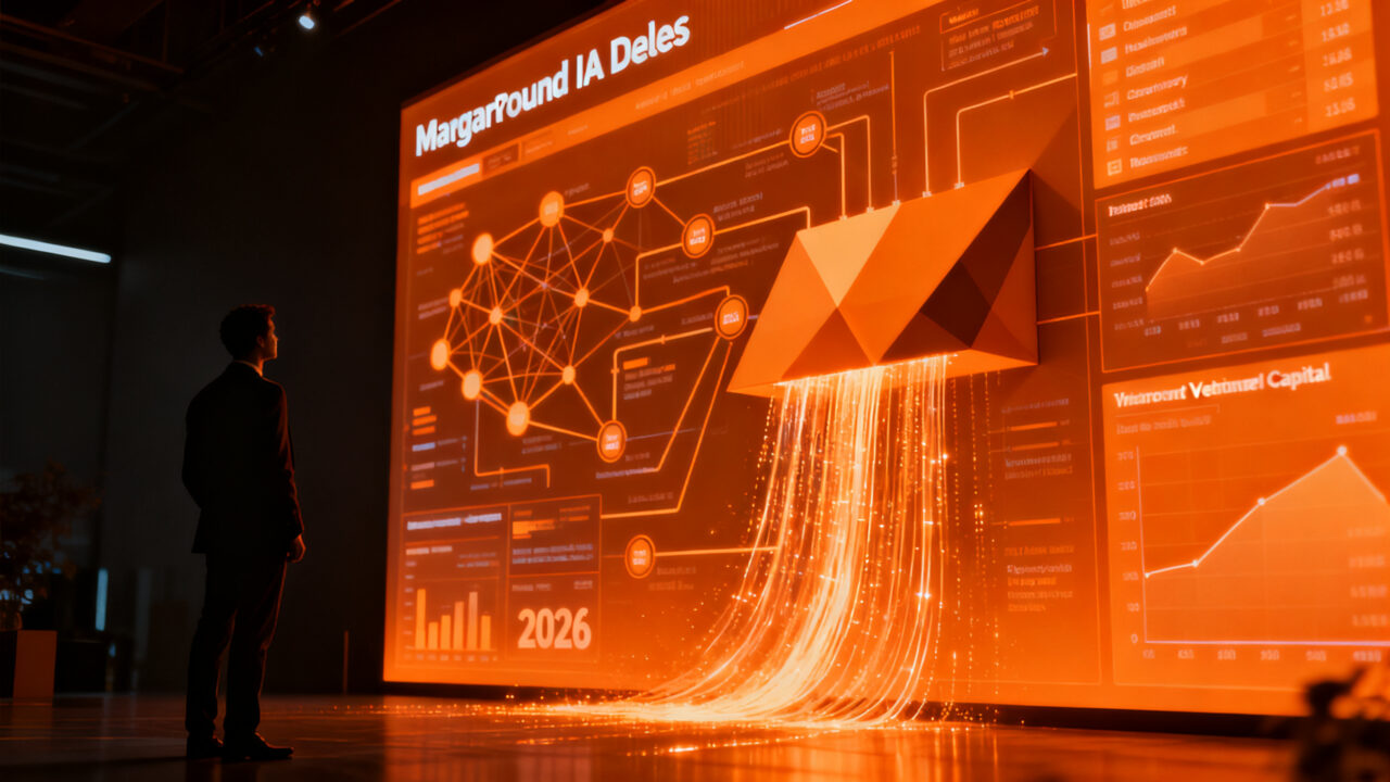 Inversores de venture capital analizando datos financieros para rondas de inversión megaround IA en 2026.