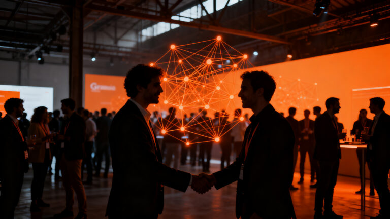 Networking profesional en Granada durante el evento Linked Lunch Show, conectando comunidad y negocios.