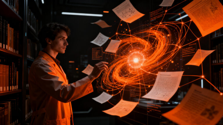 Investigador analizando datos científicos con LitPivot, herramienta de IA para startups y validación de ideas.