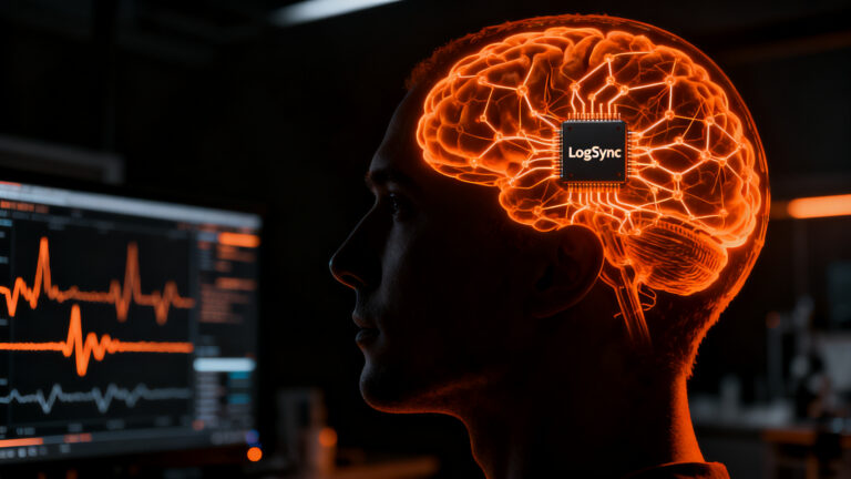 Chip neuronal LogSync de EPFL decodificando señales cerebrales para terapias adaptativas de neurotecnología.