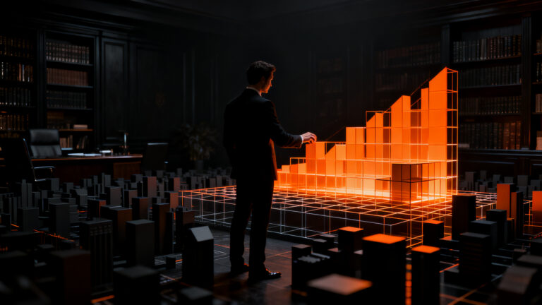 Inversor analizando el mercado financiero, estrategia de value investing frente a la inteligencia artificial.