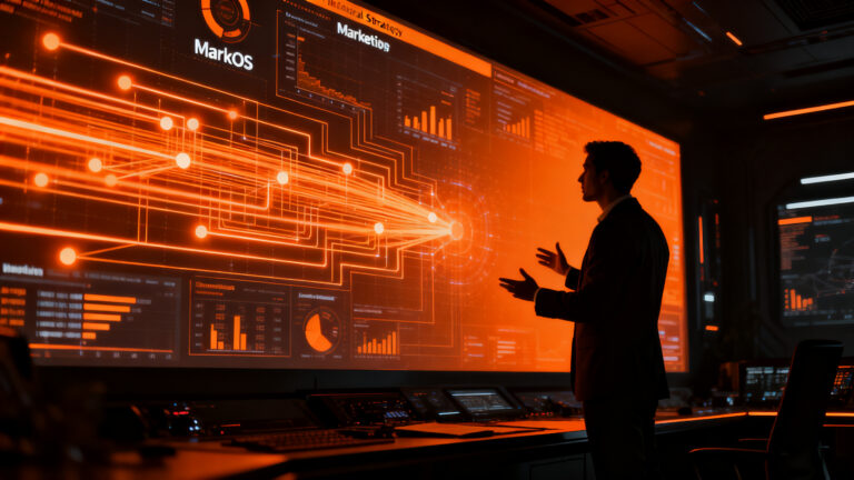 Sistema operativo de marketing MarkOS con inteligencia artificial y atribución de datos para estrategias digitales avanzadas.