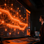 Empresario analizando una red compleja de datos y automatización para la implementación de inteligencia artificial en la empresa.