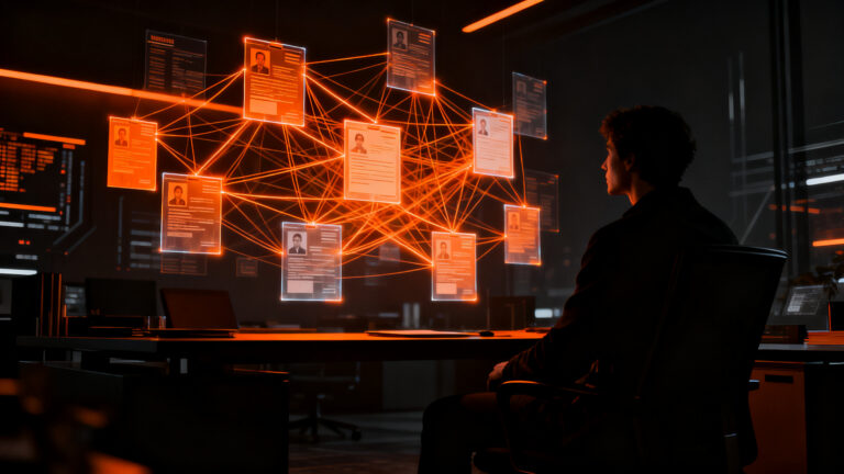 Agente de IA Meta Muse analizando perfiles de usuario, concepto de privacidad y vigilancia en la era de los agentes autónomos.