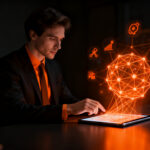 Agente de IA Meta Muse optimizando tareas de marketing y ventas en un iPad para pymes y negocios digitales.