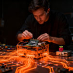 Desarrollador trabajando con hardware de IA y Meta Muse para crear dispositivos inteligentes basados en ESP32 y Raspberry Pi.