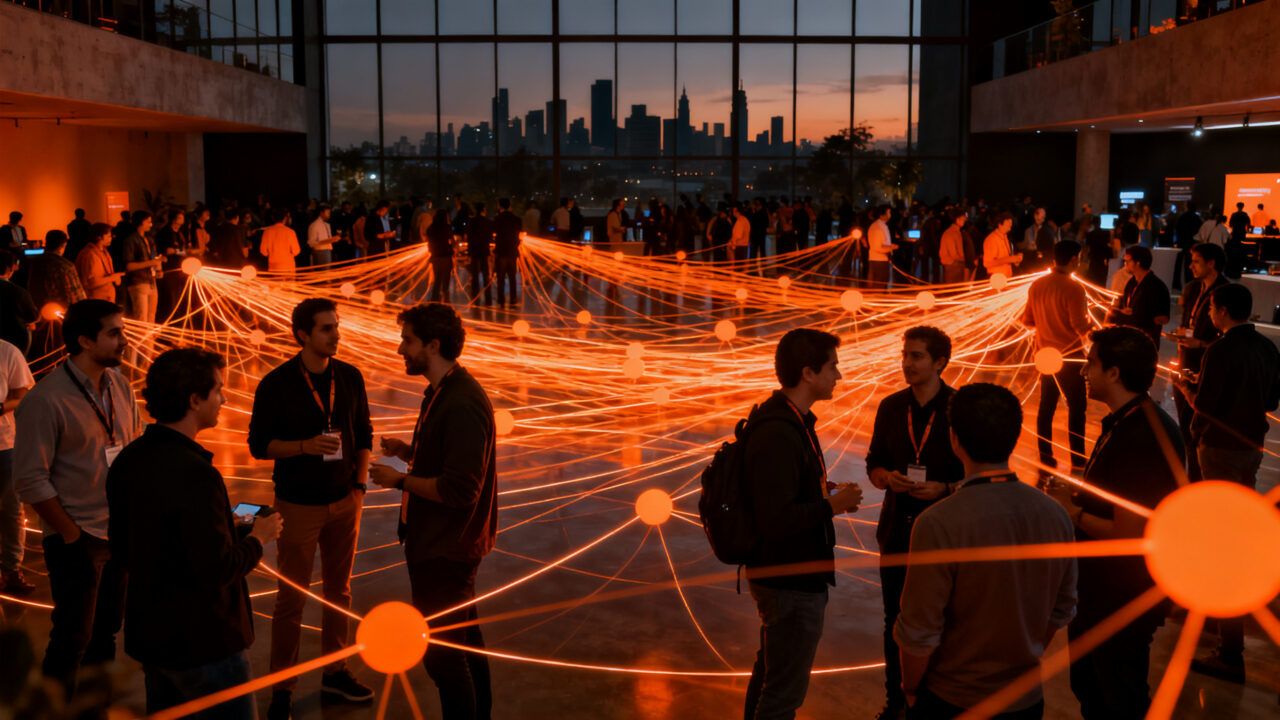 Multitud de emprendedores en el México Tech Week 2026, destacando el networking y la innovación en el ecosistema startup de CDMX.