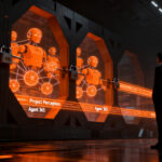 Profesional analizando una red de agentes de inteligencia artificial bajo protocolos de seguridad Zero Trust en un entorno corporativo de Microsoft.