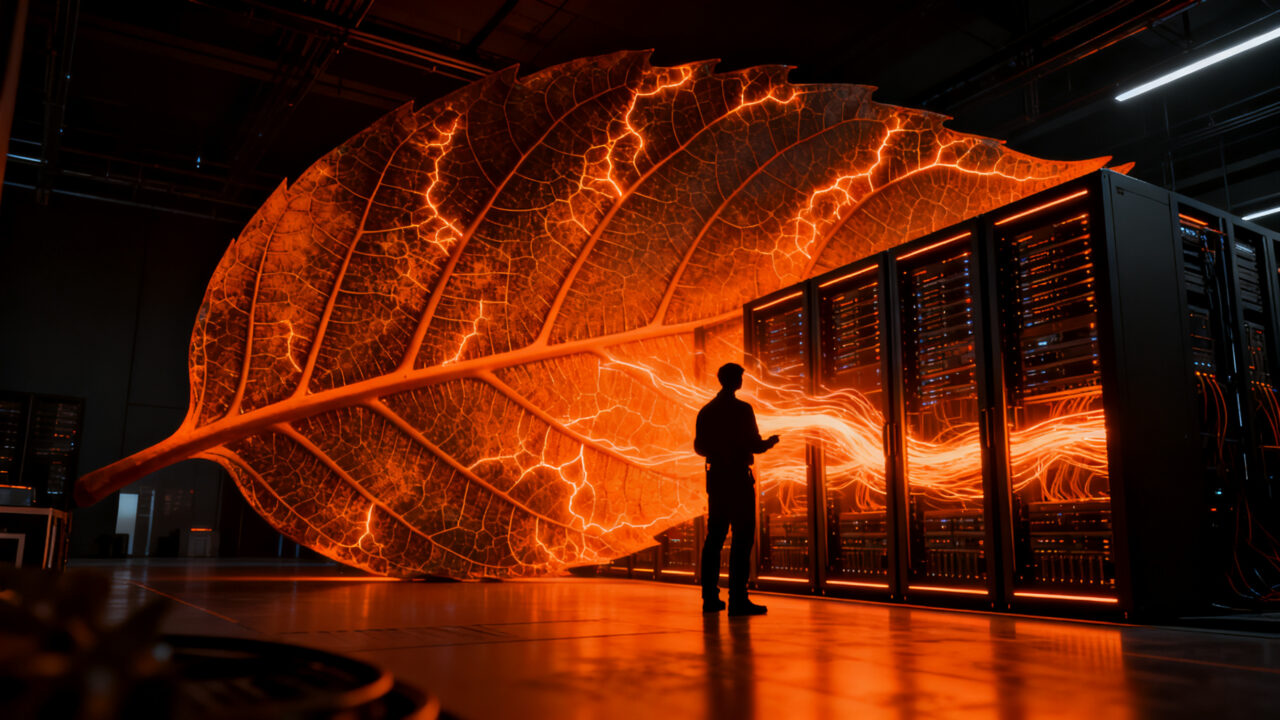 Infraestructura de data center de Microsoft integrando biomímesis para una IA sostenible y eficiente.