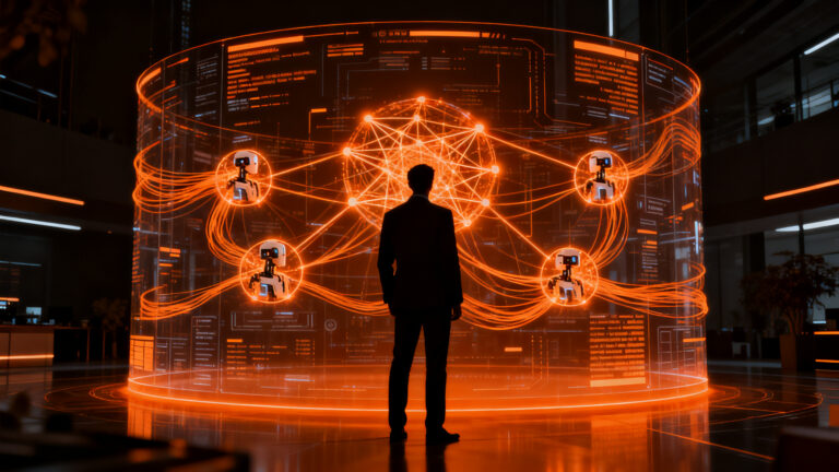 Agentes de seguridad de Microsoft supervisando redes de inteligencia artificial en entornos empresariales.