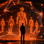 Representación visual de Mirror Particle, un world model de IA avanzado que predice el comportamiento humano en el ecosistema startup.