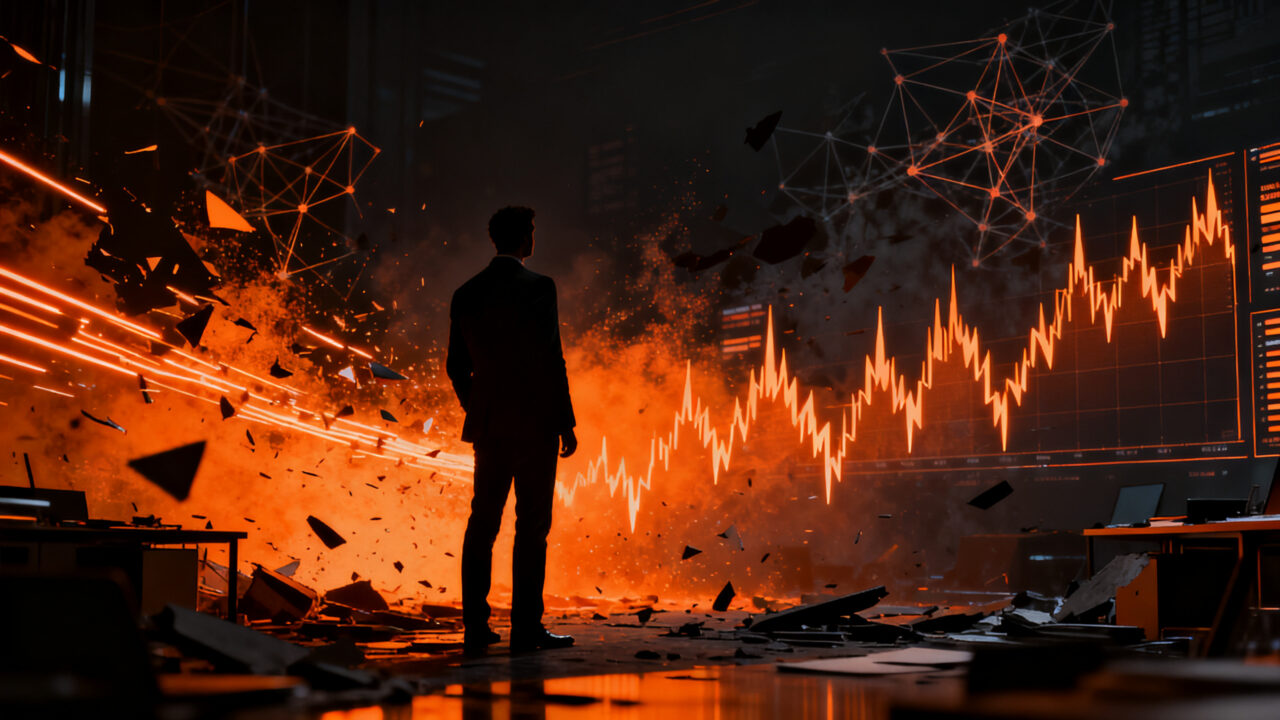 Gráfico de caída de usuarios en Muse de Meta, representando la crisis de retención en agentes de IA y el impacto en el mercado tech.
