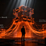 Motor de cifrado post-cuántico Nexus-Q en Rust, representando seguridad informática y ciberseguridad avanzada.