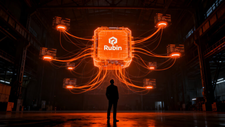 Líder tecnológico analizando infraestructura de IA y computación acelerada en el evento Nvidia GTC en Berlín.