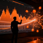 Profesional analizando proyecciones de datos complejos con IA, representando el poder de NVIDIA Kumo Forecast en la toma de decisiones empresariales.