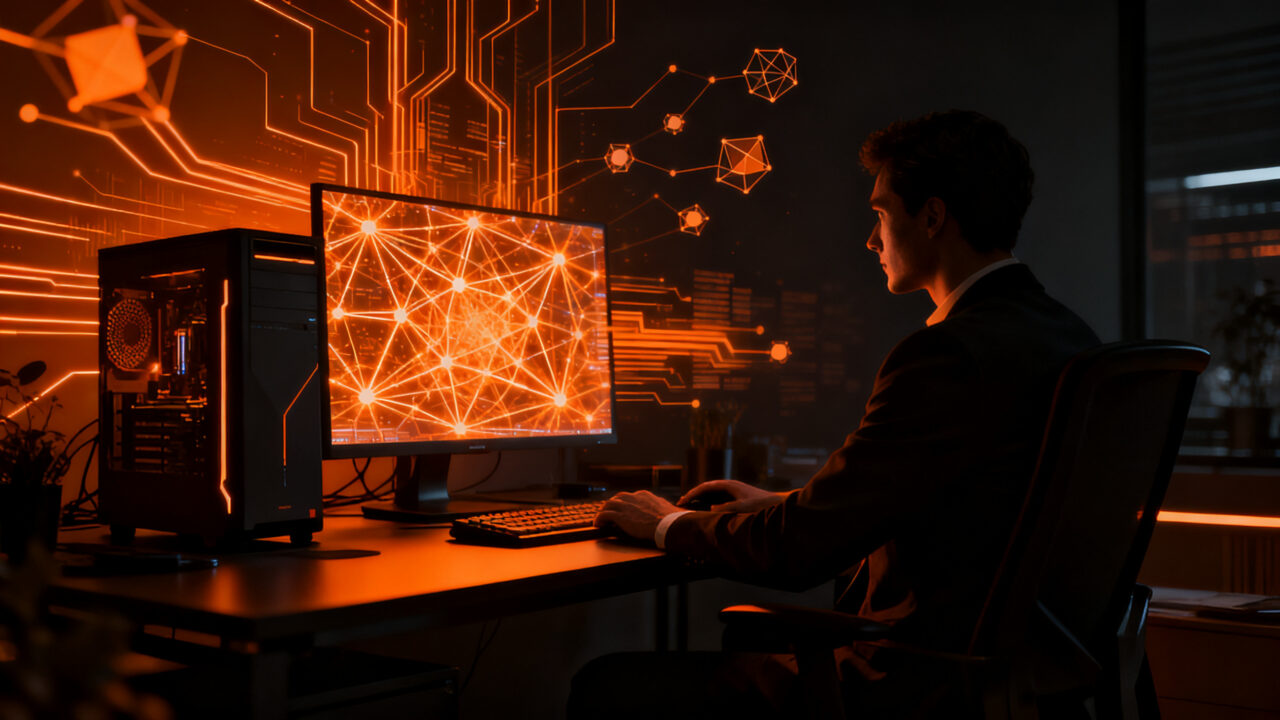 Representación visual de la tecnología Nemotron 3.5 de NVIDIA permitiendo el uso de agentes de IA locales en PCs de alto rendimiento.
