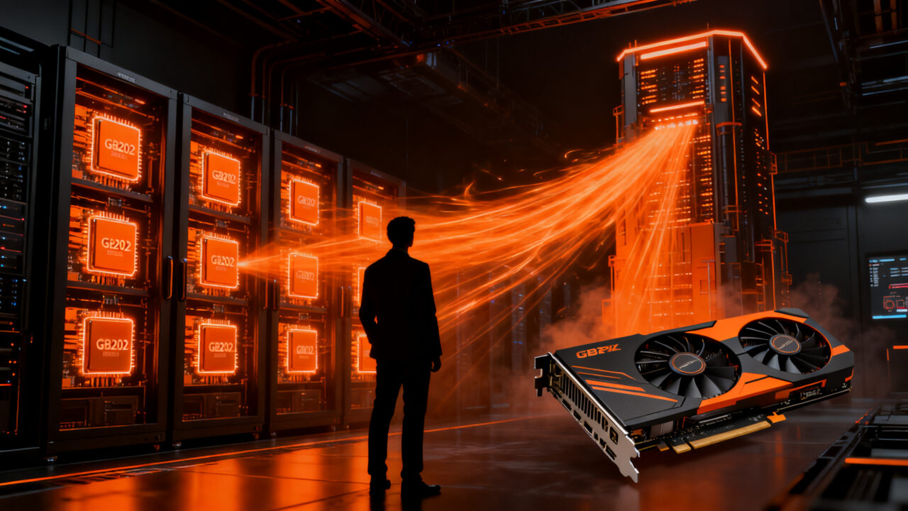 Estrategia de NVIDIA priorizando chips GB202 para inteligencia artificial sobre la tarjeta gráfica RTX 5090.